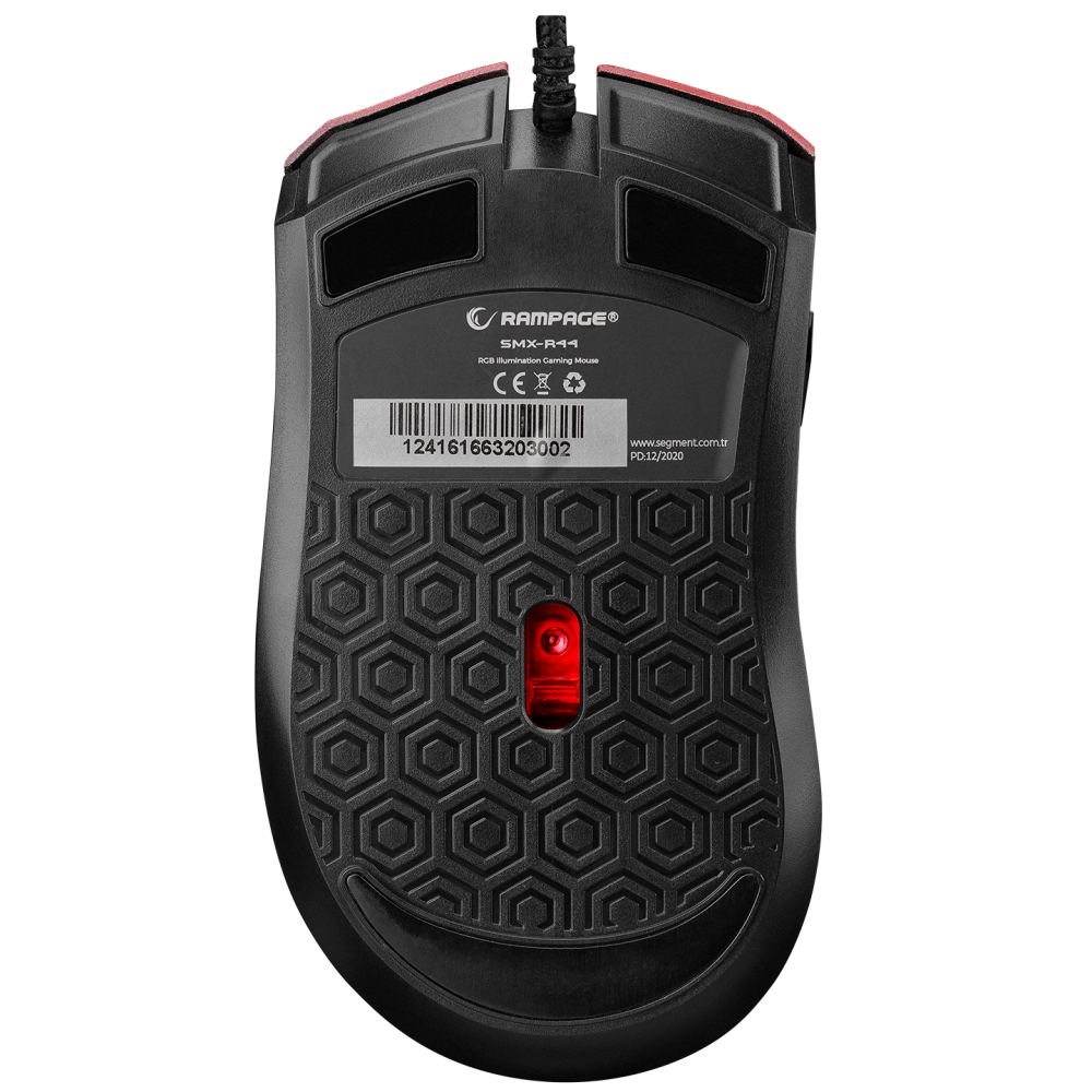 Mouse gaming Rampage SMX-R44, Iluminare RGB, 6400 DPI, 7 Butoane, Programabil, Roșu