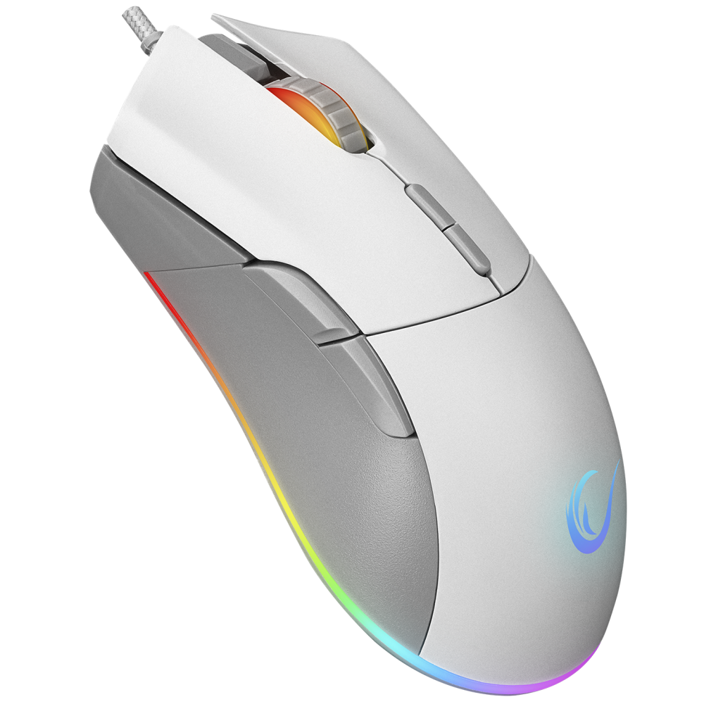 Mouse gaming Rampage SMX-R21 COMPACT, Iluminare RGB, Senzor Instant A825, 7200 DPI1000Hz, 7 Butoane, Programabil, AlbGri