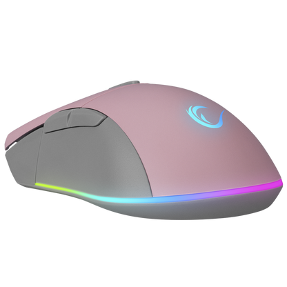 Mouse gaming Rampage SMX-R21 COMPACT, Iluminare RGB, Senzor Instant A825, 7200 DPI1000Hz, 7 Butoane, Programabil, PinkGri