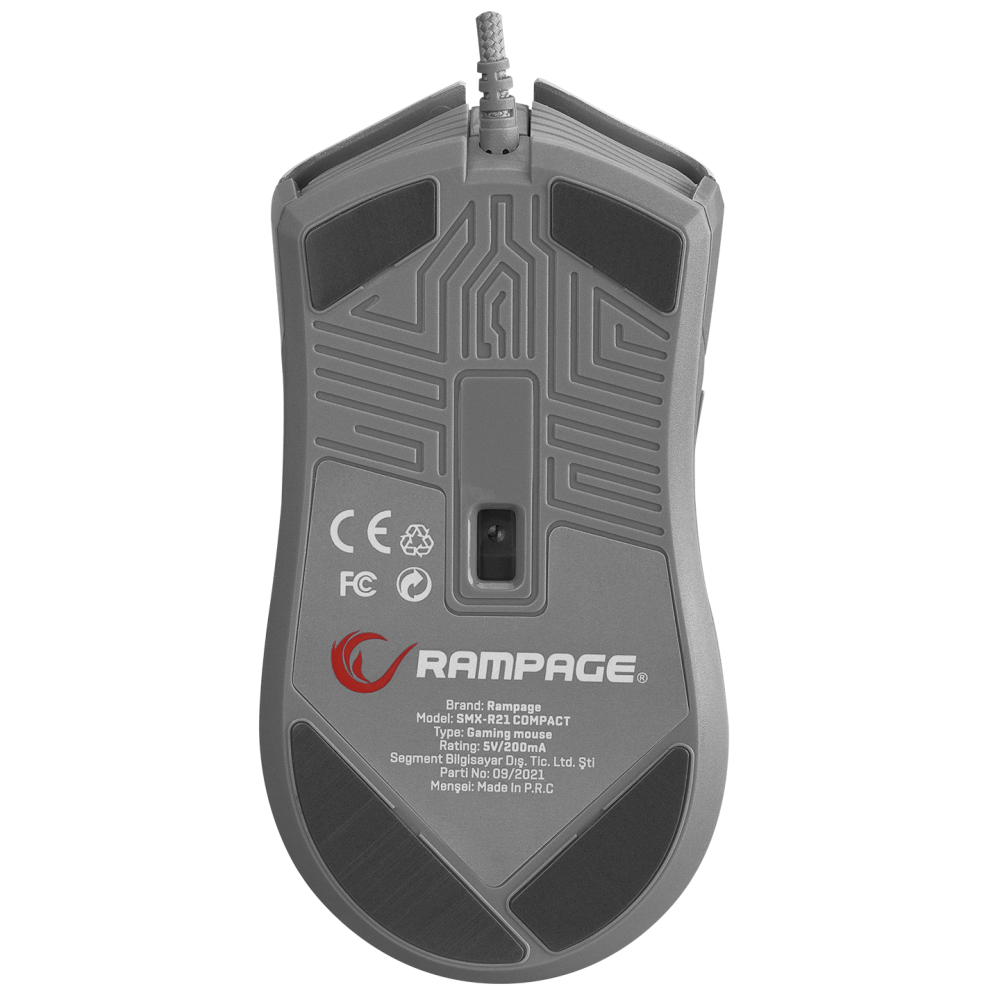 Mouse gaming Rampage SMX-R21 COMPACT, Iluminare RGB, Senzor Instant A825, 7200 DPI1000Hz, 7 Butoane, Programabil, PinkGri