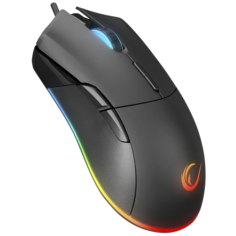 Mouse gaming Rampage SMX-R21 COMPACT, Iluminare RGB, Senzor Instant A825, 7200 DPI1000Hz, 7 Butoane, Programabil, Negru