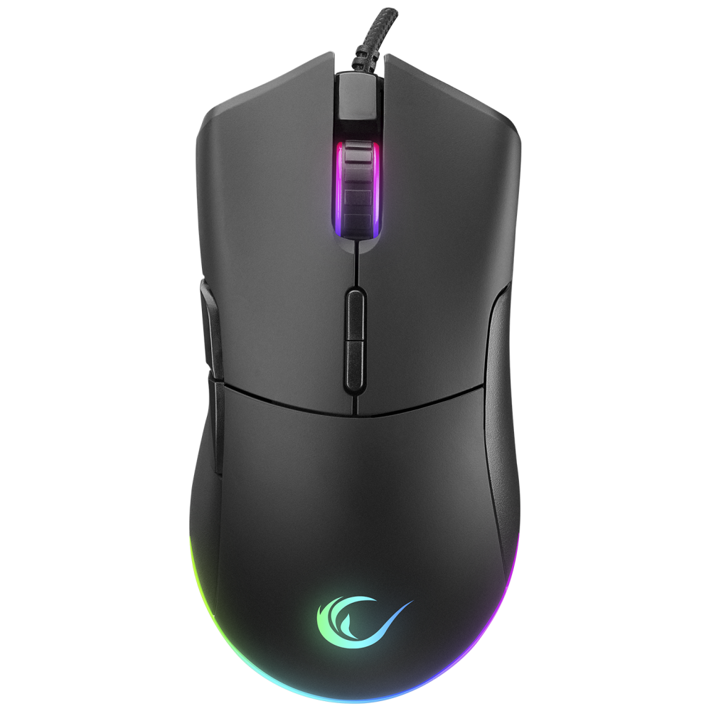 Mouse gaming Rampage SMX-R21 COMPACT, Iluminare RGB, Senzor Instant A825, 7200 DPI1000Hz, 7 Butoane, Programabil, Negru