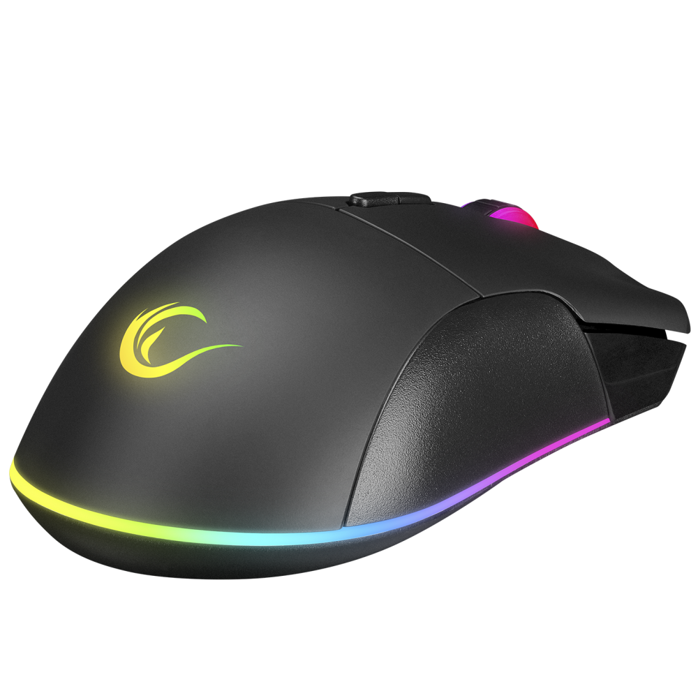 Mouse gaming Rampage SMX-R21 COMPACT, Iluminare RGB, Senzor Instant A825, 7200 DPI1000Hz, 7 Butoane, Programabil, Negru