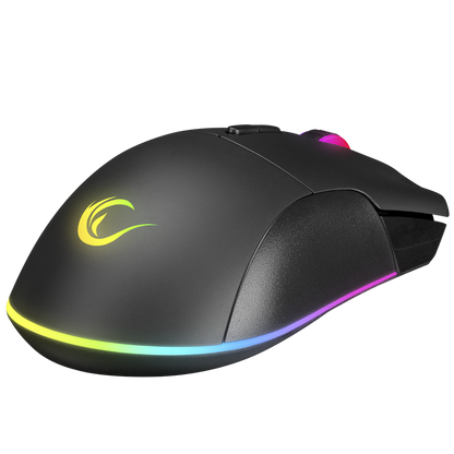 Mouse gaming Rampage SMX-R21 COMPACT, Iluminare RGB, Senzor Instant A825, 7200 DPI1000Hz, 7 Butoane, Programabil, Negru