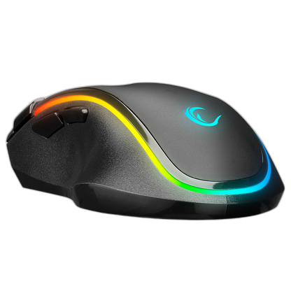 Mouse gaming Rampage SMX-G72 GREEDY, Iluminare RGB, 7200 DPI, 8 Butoane, functie dublu clic, Negru