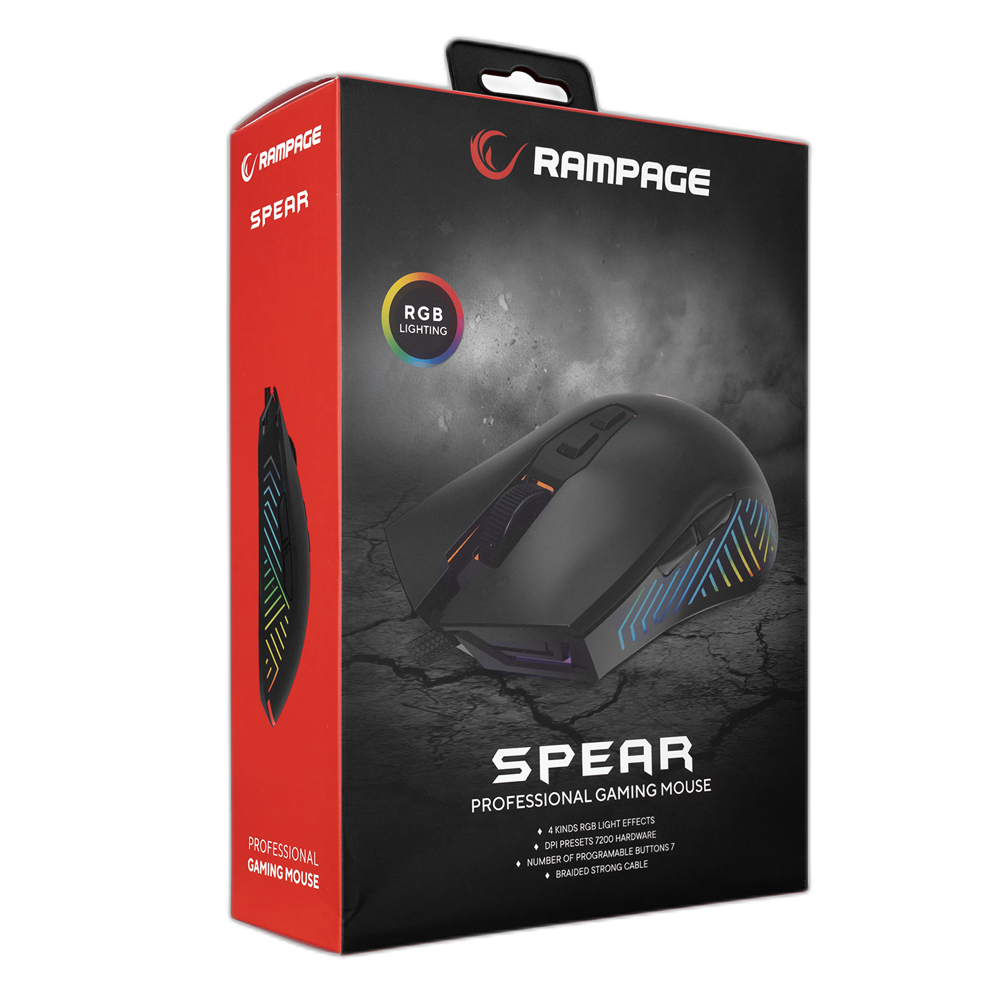 Mouse gaming Rampage SMX-G68 SPEAR, Iluminare RGB, 7200 DPI, 7 Butoane, Programabil,Negru