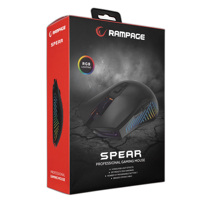 Mouse gaming Rampage SMX-G68 SPEAR, Iluminare RGB, 7200 DPI, 7 Butoane, Programabil,Negru