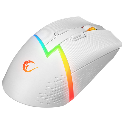 Mouse Gaming Wireless, Rampage DROP M3, Iluminare RGB, 10000 DPI, 10 Butoane, Programabil, 2.4GHz&Wired, USB-C, Alb