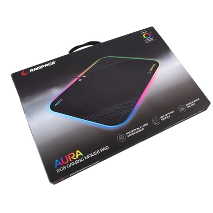 Mousepad Gaming, Rampage MP-13 AURA, Iluminare RGB, 360x260x5mm, Negru