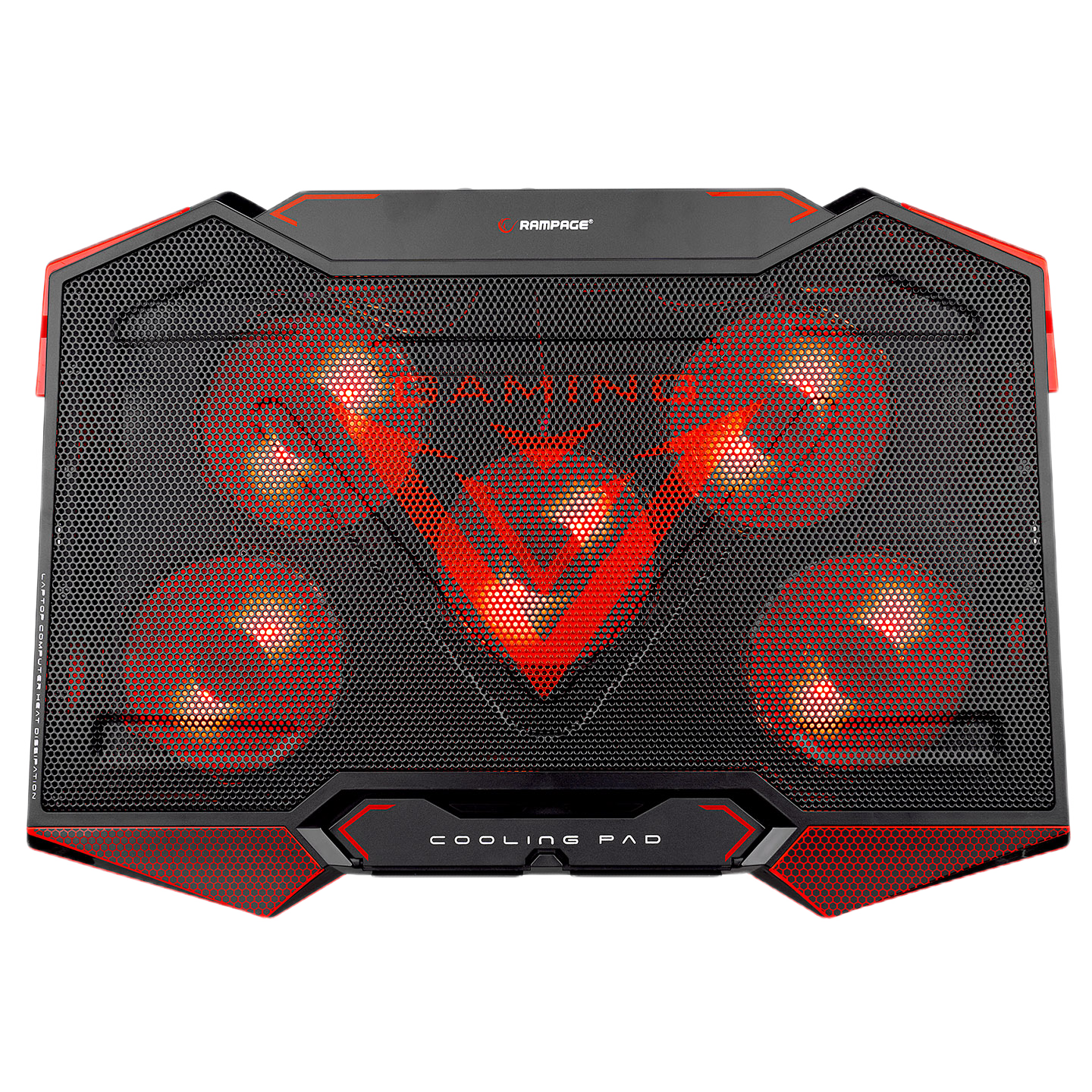 Cooler Laptop Rampage AD-RC5, 5 ventilatoare, LED rosu, 15.4-17", Negru