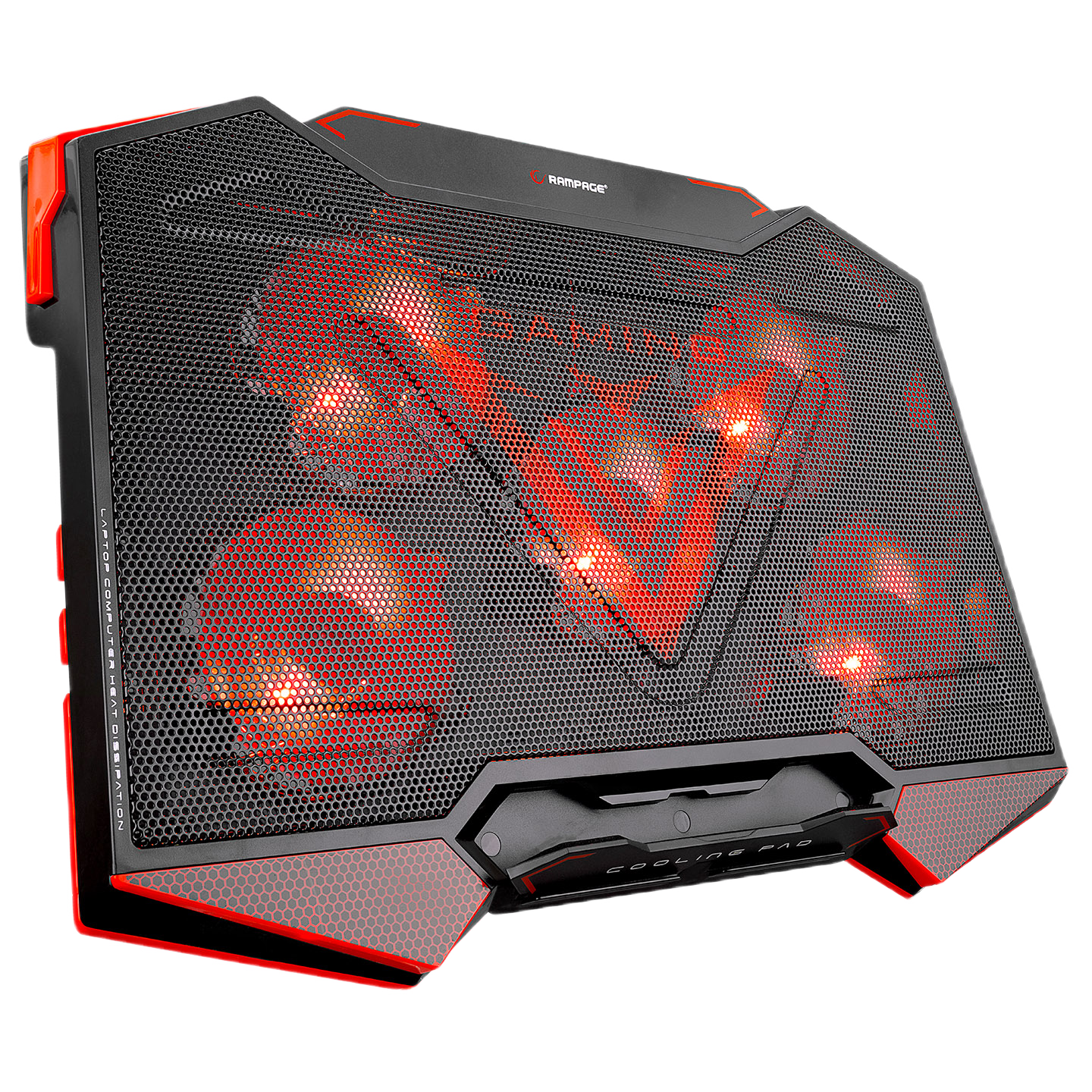 Cooler Laptop Rampage AD-RC5, 5 ventilatoare, LED rosu, 15.4-17", Negru