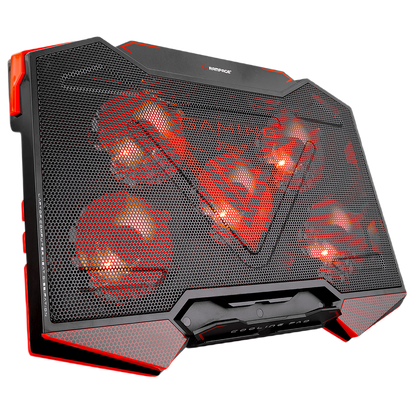 Cooler Laptop Rampage AD-RC5, 5 ventilatoare, LED rosu, 15.4-17", Negru