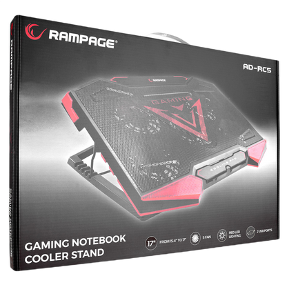 Cooler Laptop Rampage AD-RC5, 5 ventilatoare, LED rosu, 15.4-17", Negru