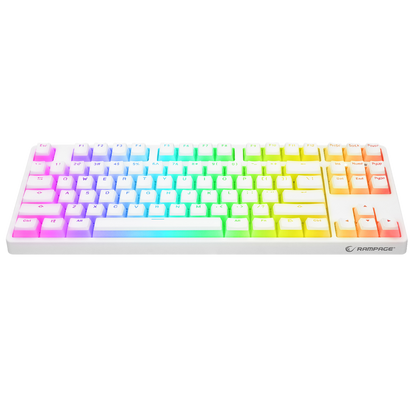 Tastatura Mecanica de Gaming Rampage KB-R136 GHOST, Pudding Keycaps, 18 moduri iluminare RGB, Red Switches, 87 Taste, Programabil, 1000Hz, Anti-Ghosting, USB-C, Layout US, Alb