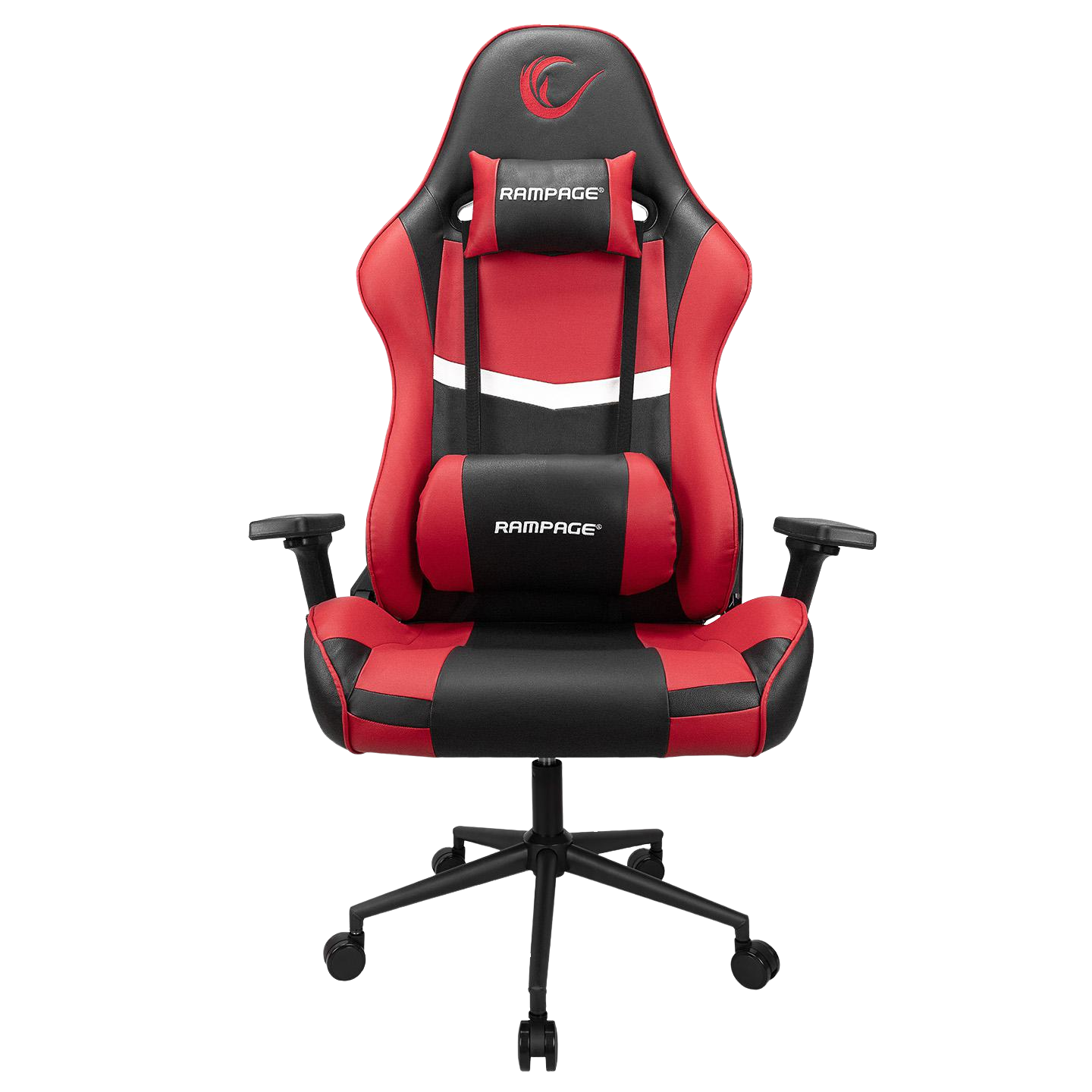 Scaun Gaming Rampage KL-R56, Piele Sintetica, Suport Lombar, Tetiera, Inaltime Ajustabila, Cotiere Reglabile (3D), Posibilitatea modificarii unghiului spatarului pana la 180 °, 120 kg, Roşu