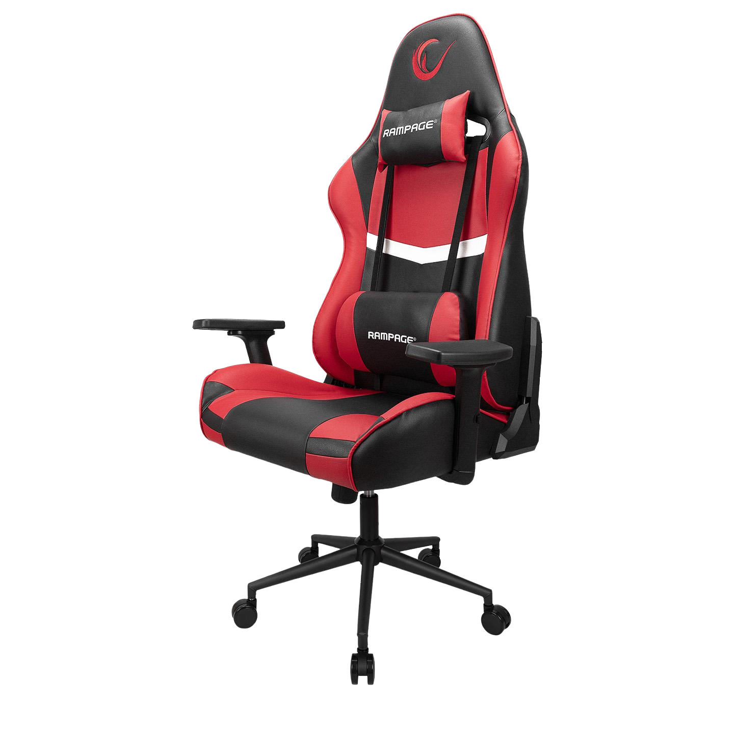 Scaun Gaming Rampage KL-R56, Piele Sintetica, Suport Lombar, Tetiera, Inaltime Ajustabila, Cotiere Reglabile (3D), Posibilitatea modificarii unghiului spatarului pana la 180 °, 120 kg, Roşu