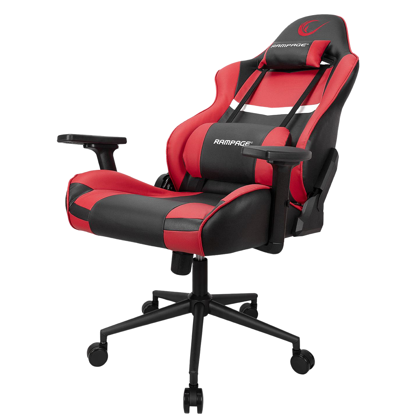 Scaun Gaming Rampage KL-R56, Piele Sintetica, Suport Lombar, Tetiera, Inaltime Ajustabila, Cotiere Reglabile (3D), Posibilitatea modificarii unghiului spatarului pana la 180 °, 120 kg, Roşu