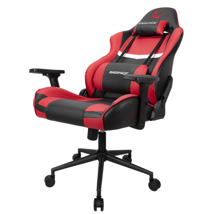 Scaun Gaming Rampage KL-R56, Piele Sintetica, Suport Lombar, Tetiera, Inaltime Ajustabila, Cotiere Reglabile (3D), Posibilitatea modificarii unghiului spatarului pana la 180 °, 120 kg, Roşu