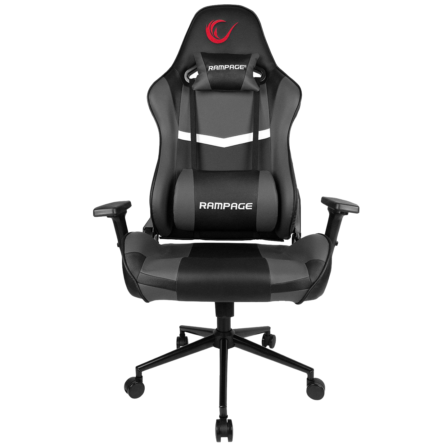 Scaun Gaming Rampage KL-R56, Piele Sintetica, Suport Lombar, Tetiera, Inaltime Ajustabila, Cotiere Reglabile (3D), Posibilitatea modificarii unghiului spatarului pana la 180 °, 120 kg, Negru