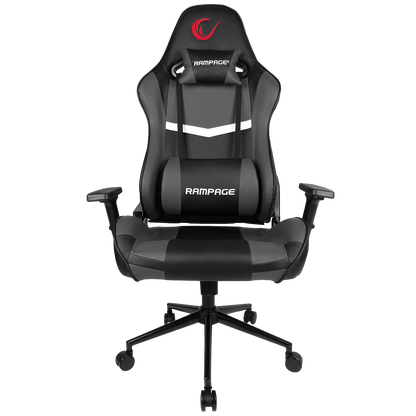 Scaun Gaming Rampage KL-R56, Piele Sintetica, Suport Lombar, Tetiera, Inaltime Ajustabila, Cotiere Reglabile (3D), Posibilitatea modificarii unghiului spatarului pana la 180 °, 120 kg, Negru