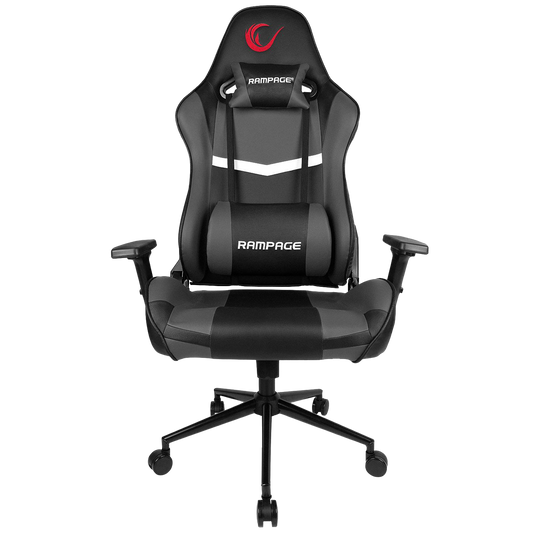 Scaun Gaming Rampage KL-R56, Piele Sintetica, Suport Lombar, Tetiera, Inaltime Ajustabila, Cotiere Reglabile (3D), Posibilitatea modificarii unghiului spatarului pana la 180 °, 120 kg, Negru