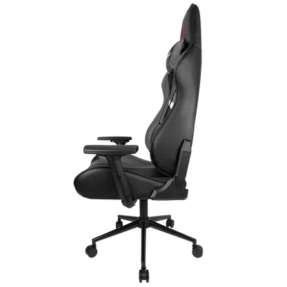 Scaun Gaming Rampage KL-R56, Piele Sintetica, Suport Lombar, Tetiera, Inaltime Ajustabila, Cotiere Reglabile (3D), Posibilitatea modificarii unghiului spatarului pana la 180 °, 120 kg, Negru