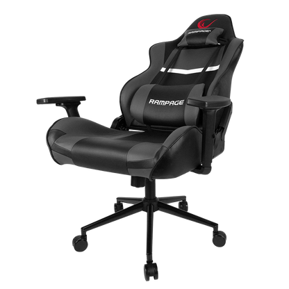 Scaun Gaming Rampage KL-R56, Piele Sintetica, Suport Lombar, Tetiera, Inaltime Ajustabila, Cotiere Reglabile (3D), Posibilitatea modificarii unghiului spatarului pana la 180 °, 120 kg, Negru